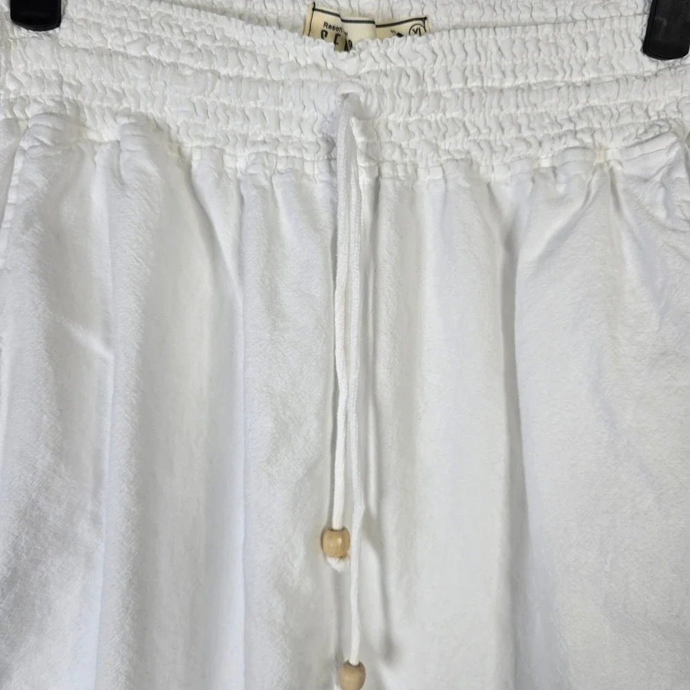 Seasplice Resort Wear White‎ 100% Peruvian Cotton Lace Trim Wide Leg Pants XL - Picture 4 of 6
